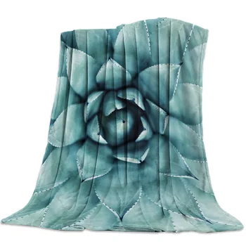 

Succulent Plant Repeat Texture Printed Flannel Blanket Soft Throw Blanket Machine Washable Blankets for Beds