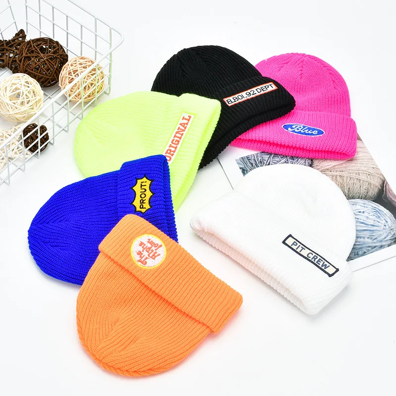

SLECKTON Men's Beanies Hats Winter Hats for Women Knitted Bonnet Landlord Hat Embroidery Melon Caps Outdoor Windproof Skullcap