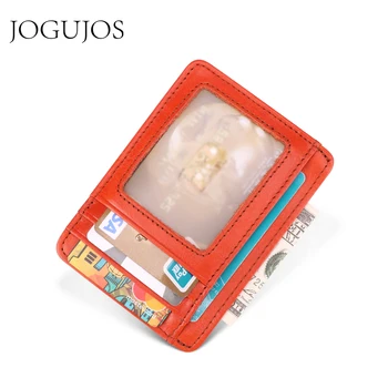 

JOGUJOS Genuine Cowhide Leather Coin Purse Women Fashion Multi-Card Position Wallet Pouch Female Business Credit Card Holder