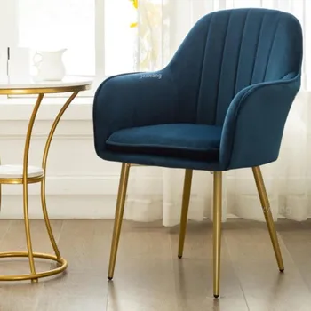 

Nordic Style Back Velvet Stool Dessert Shop Cafe Light Luxury Metal Dining Chair Tea Chair Living Room Chair Modern Chairs