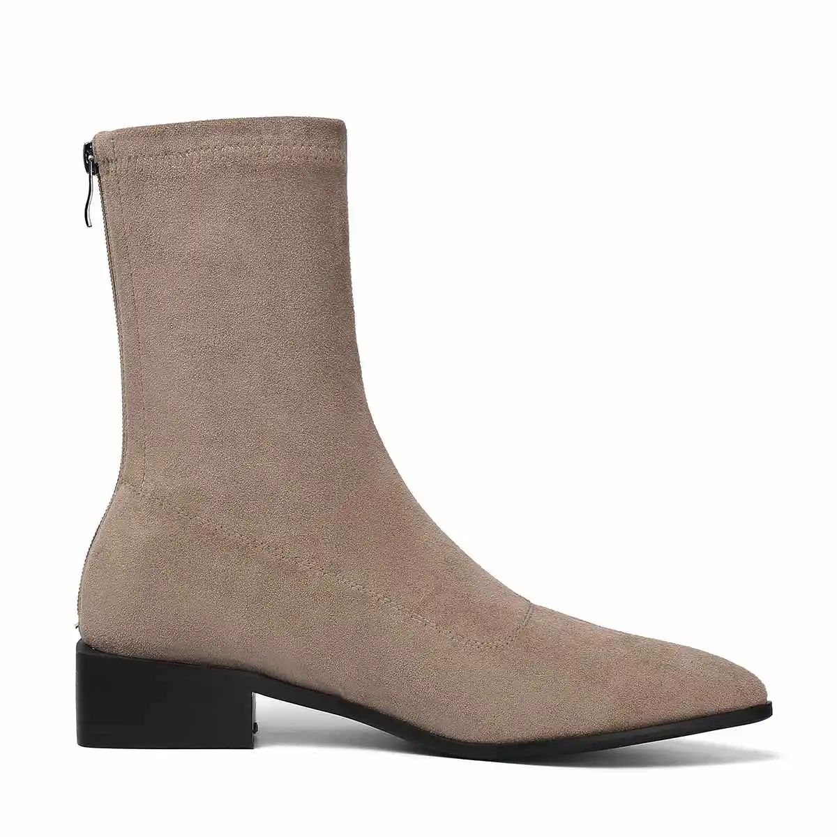 Bottes femme stretch boots women's leisure strange Chelsea boots flock square med heels mid-calf boots botas mujer