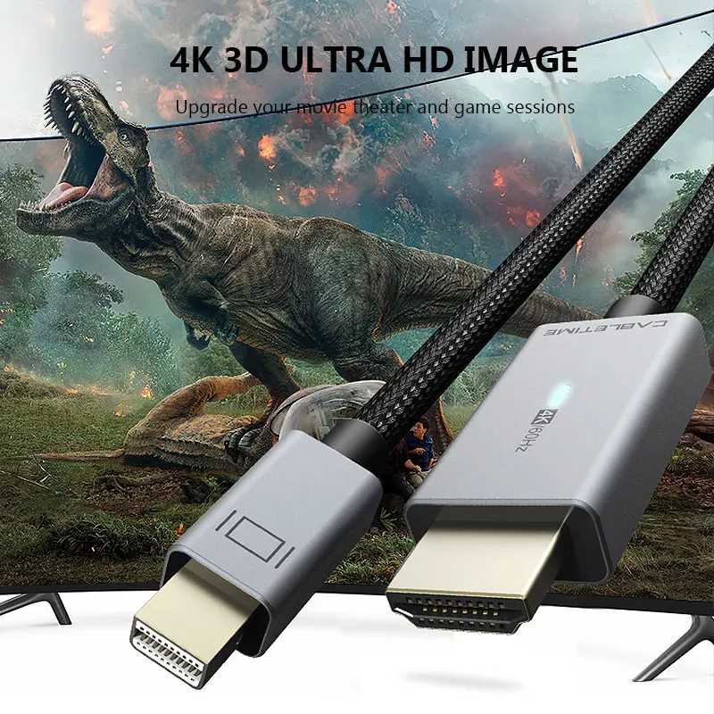CABLETIME ̴ DP-HDMI ̺, Ϸ ̴ ÷ Ʈ-HDMI  ̺, Ʈ 1 2, ̼  XPS C324, 4K, 60Hz