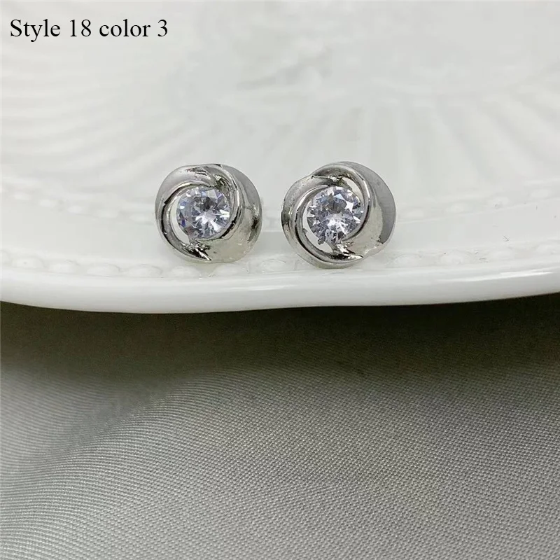 925 Sterling Silver Earrings Stud for Women Solid Silver Jewelry Earrings Bling CZ Zircon Stone Stud Brincos Bridal Wedding