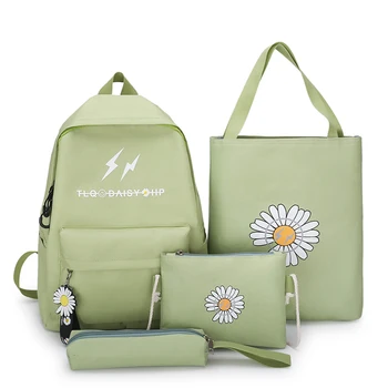 

4pcs backpack women Leisure Canvas solid women's backpack Printed pattern schoolgirl Backpack bolsos para mujer backpacks