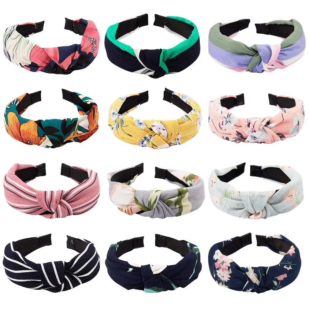 

Hair Accessories 12 Pcs Hairbands for Women Knot Headbands for Women Knot Headband Floral Print Turban Headband Knotted Headband