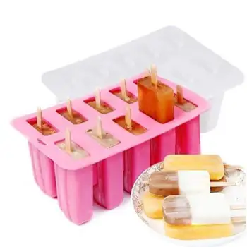 

10 Grids Silicone Ice Cream Mold Form Popsicle Mold Cool Frozen Ice Tray Puck Popsicle Maker Lolly Mousse Ice Cream Tool