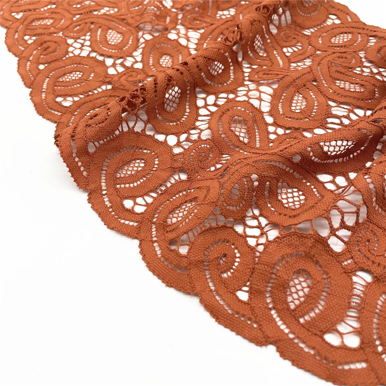 3y/lot Width 9 inch 23cm Tan With Without Foil Elastic Stretch Lace Trim Shimmer 6