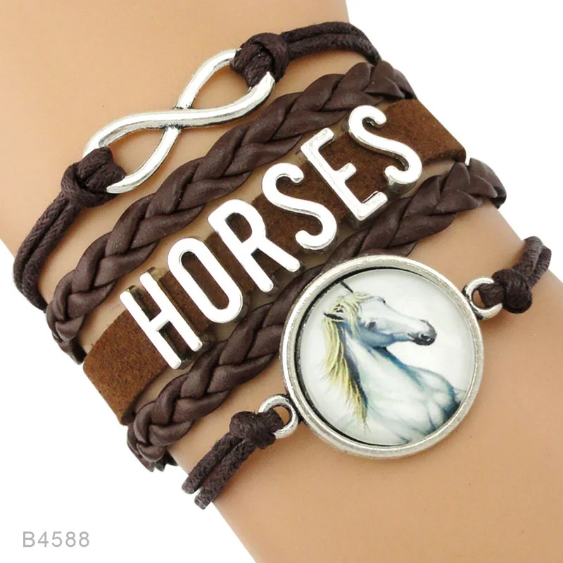 Браслеты с изображением лошади Доктор Обувь в стиле Дерби обувь для верховой езды Арабские лошади гоночный троеборью подковы браслеты с надписью "Horses" - Окраска металла: B4588