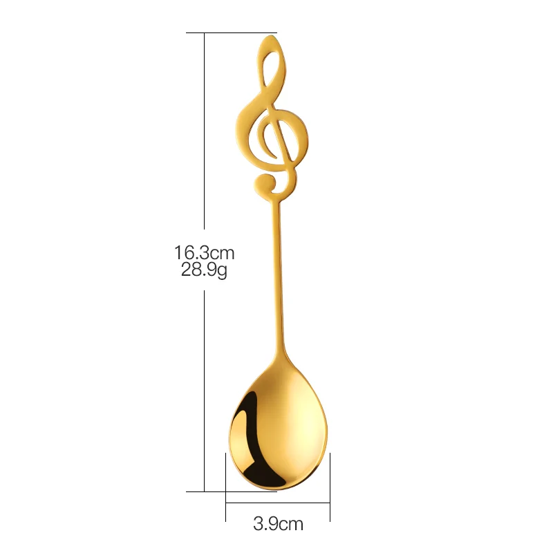 Gold-L 1 шт. ложка из нержавеющей стали для кофе в форме ноты музыкальная тема чайная ложка для перемешивания маленькая ложка для мороженого и десертов креативные столовые приборы - Цвет: Gold-L