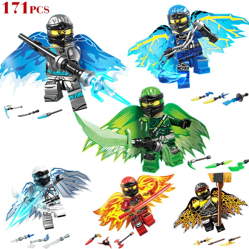 

New 6pcs/set Ninjagoed Figures Flying Building Blocks Compatible with Legoinglys toy Bricks Education Toys for Children Gifts