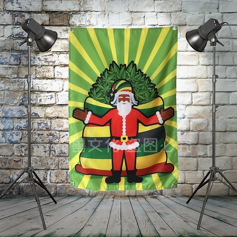 

Santa Claus Large Reggae Rock Band Poster Cloth Flag Banner Hanging Pictures Music Festival Musical Instrument Store Decor G2