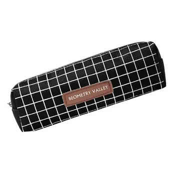 

Canvas Pencil Case High Capacity Pen Bags Cute Lattice Letter Pencil Bags For Girls Gift School Supplies Korean Stationery Box