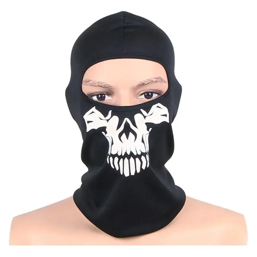 Дышащая тактическая маска полная маска теплый шарф на шею мотоцикл велосипедный охотничий как в CS маска Капюшон Черный Череп Балаклава