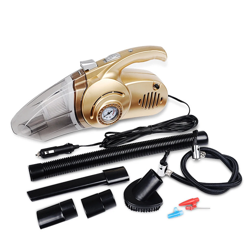 

4 In 1 Multi-function Car Vacuum Cleaner Emergency Air Pump Tire Pressure Detection LED Lighting Dry Wet Portable Vacuum Cleaner