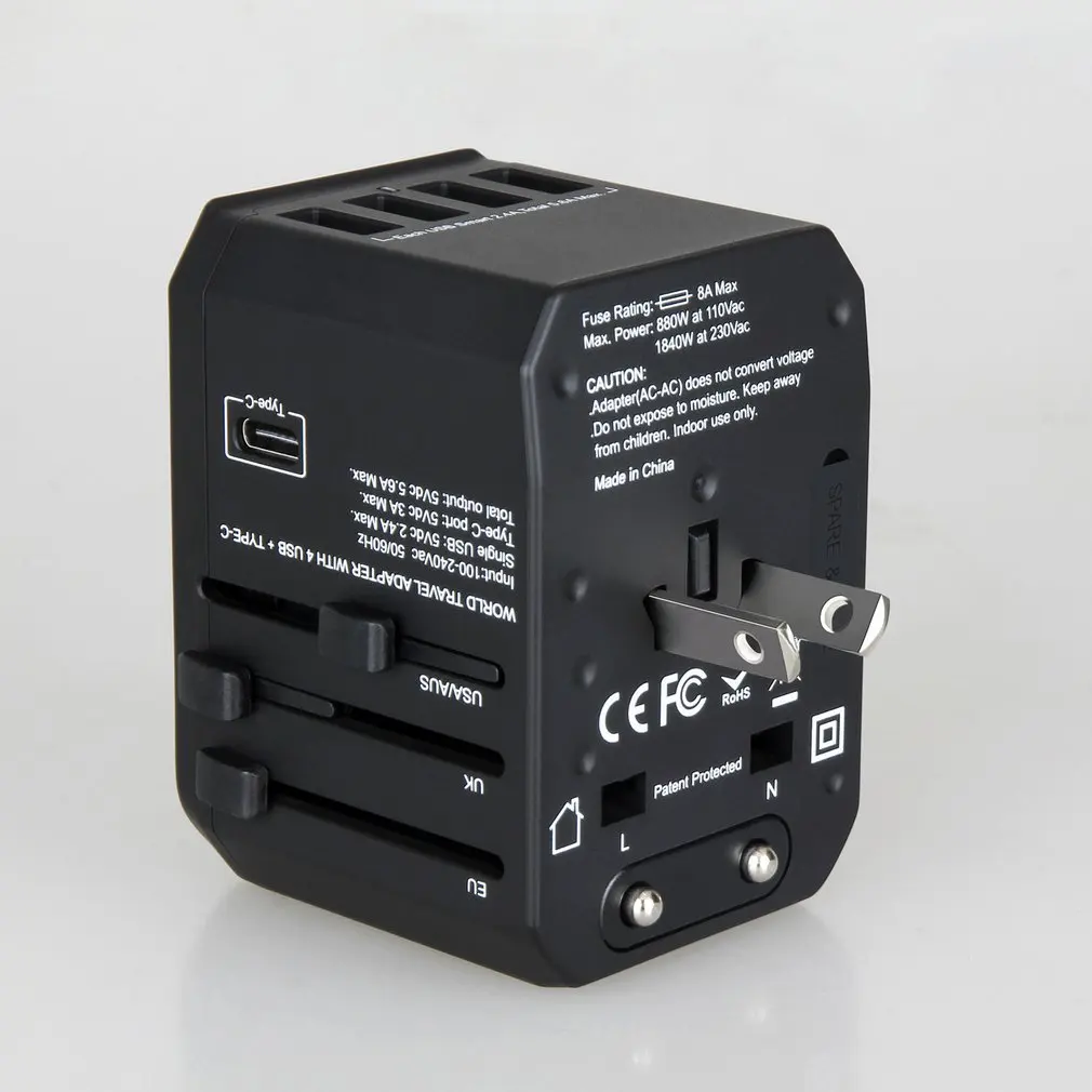 Travel Adapter Socket Fast Charge Type-C Converter Plug Global Universal Switch Plug Travel Multi-function Conversion Socket