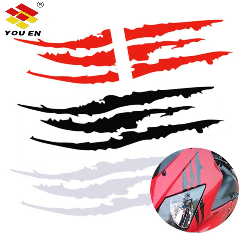 40 センチメートル 12 センチメートル車反射モンスターステッカー黒 青 赤スクラッチストライプ爪マーク車の自動車ヘッドライトビニールデカール車のスタイリング Car Stickers Aliexpress