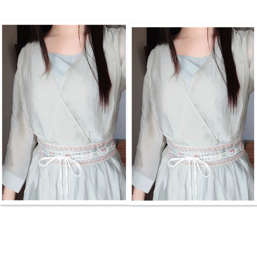 

Азиатский Ретро японский традиционный ремень для женщин в этническом стиле ретро с цветочной вышивкой модное кимоно Hanfu Obi кружевной пояс с кисточкой