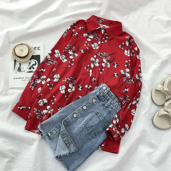 

Women's 2 Piece Red O-neck Shirts Blouse ++Mini Denim Skirt Set Students Suits Casual Women's 2 Piece Set L0446