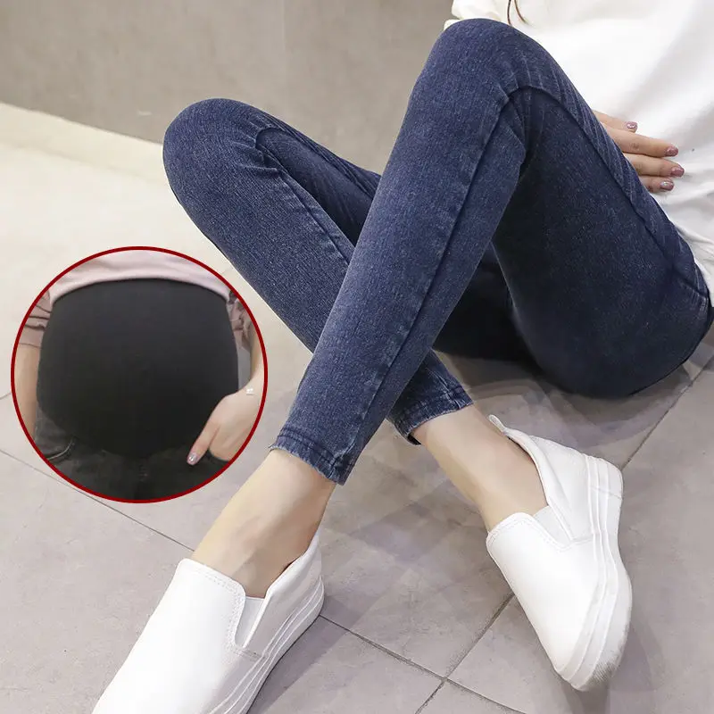 Denim Jeans Pregnant Women Spring Autumn Maternity Belly Leggings High Elastic Nursing Long Pants For Pregnancy Trousers maternity jeans