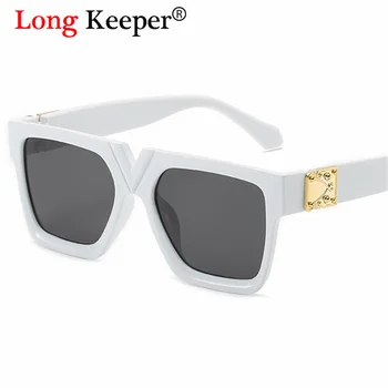 

Luxury Fashion Vintage Brand Designer Lady Big Square Sunglasses Women Rivet Eyewear Flat Top Black White Sun Glasses Female