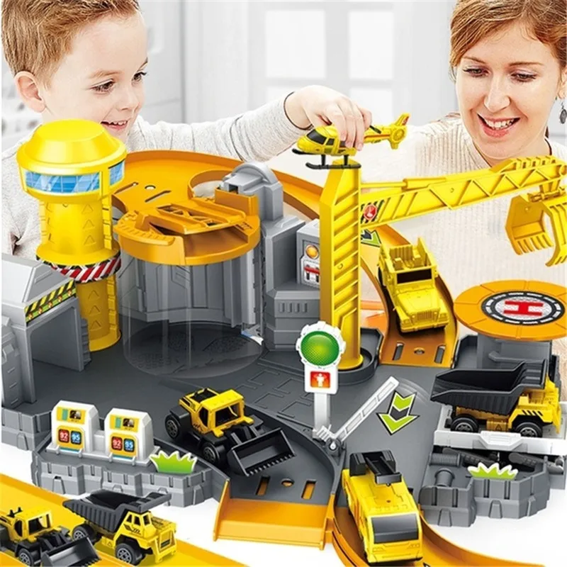 3D DIY игрушка для парковки станция железная дорога игровой инженерный грузовик сборка гараж игровой набор гоночные автомобили Модель Строительные наборы детские игрушки
