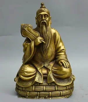 

wedding decoration Chinese Brass Taoism Leader Taishang Laojun Sit Old Man God Immortal Statue