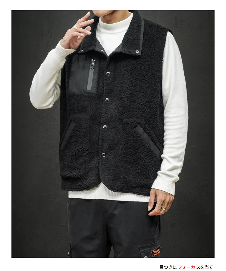 Флисовая куртка без рукавов Мужская жилетка черная Осенняя хип-хоп модная свободная Уличная Повседневная зимняя армейская куртка размера плюс из полиэстера