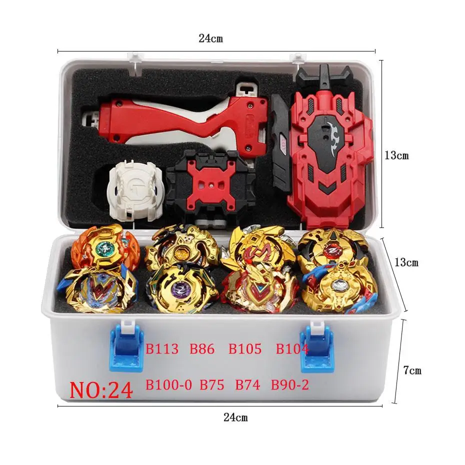 

Latest hot Beyblade Burst Set Launchers Plastic Box Beyblade Toupie Metal God Spinning Top Bey Blade Blades Toy For Children