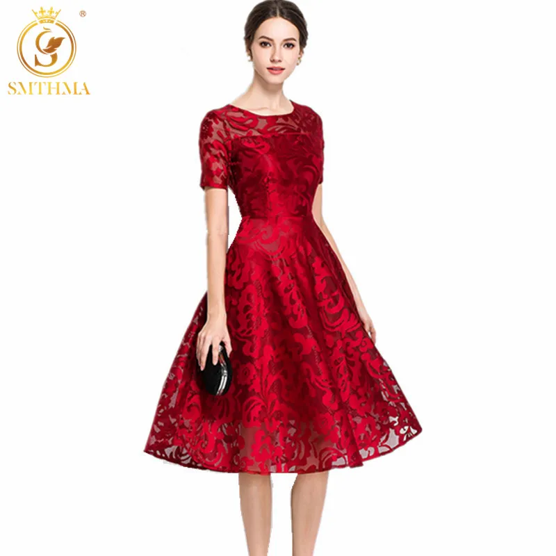 SMTHMA, Новое поступление, европейский стиль, высокое качество, подиум, летнее платье для женщин, короткий рукав, размера плюс, шикарное платье vestidos