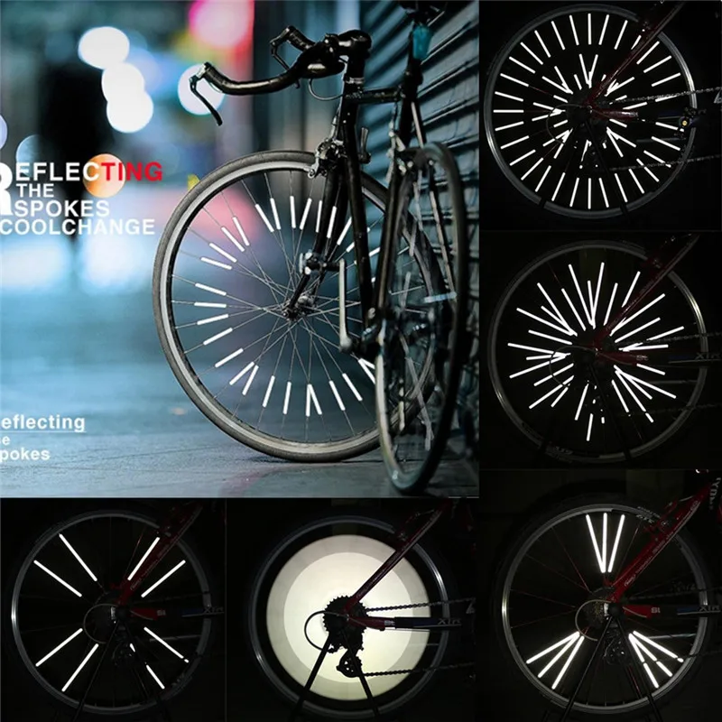 Велосипедные светоотражающие полосы Ночная Горячая наклейка колес горный велосипед флуоресцентные спицы Втулка из АБС-пластика+ светоотражающая пленка индивидуальность