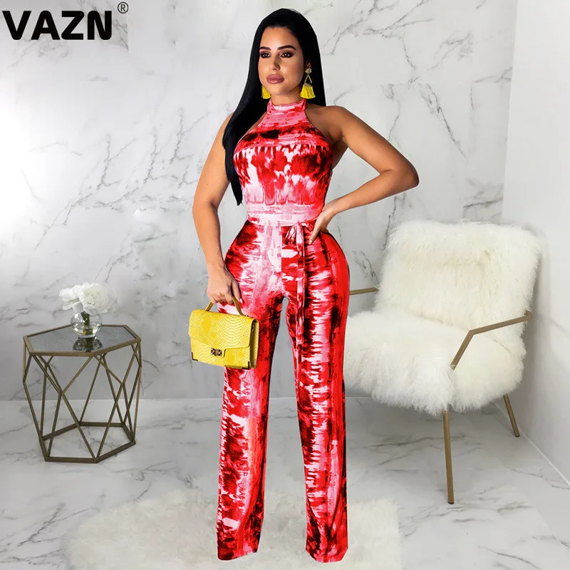 VAZN SMR9267 пляжный стиль Холтер красочный ночной клуб молодой женский комбинезон без рукавов Короткие штаны, комбинезоны, сексуальные ветрозащитные комбинезоны