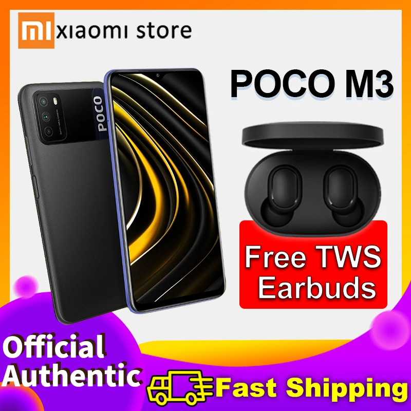 POCO M3 4 go 64 go 128 go Version globale Xiaomi Snapdragon 662 Octa Core Smartphone 6000mAh 48MP caméra 18W charge rapide