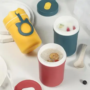 

1 Pc 330ML Double Insulationbouillon Cupsoup Cup Bottle With Spoon And 304 Straw Silicone Plug Effective Leak Prevention