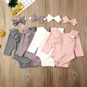

Baby Newborn Rompers Autumn Winter Infant Boys Girls Long Sleeve Knitted Ruffles Ribbed Rompers Jumpsuit Baby Clothes Overalls