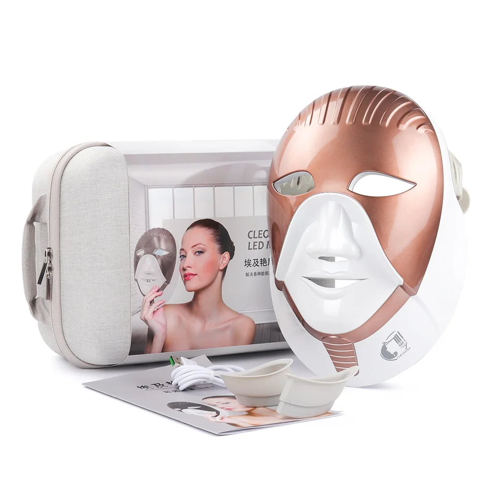  LED Mask Beauty Device Rechargeable 7 Colors Led Mask With Neck Skin Care Wrinkle Acne Removal Skin - 4000156165401