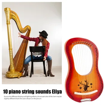 

Reindeer Mahogany Lyre 10 Strings Harp String Instrument with Pickup Tuning Tool for Music Lovers Playing Accessories