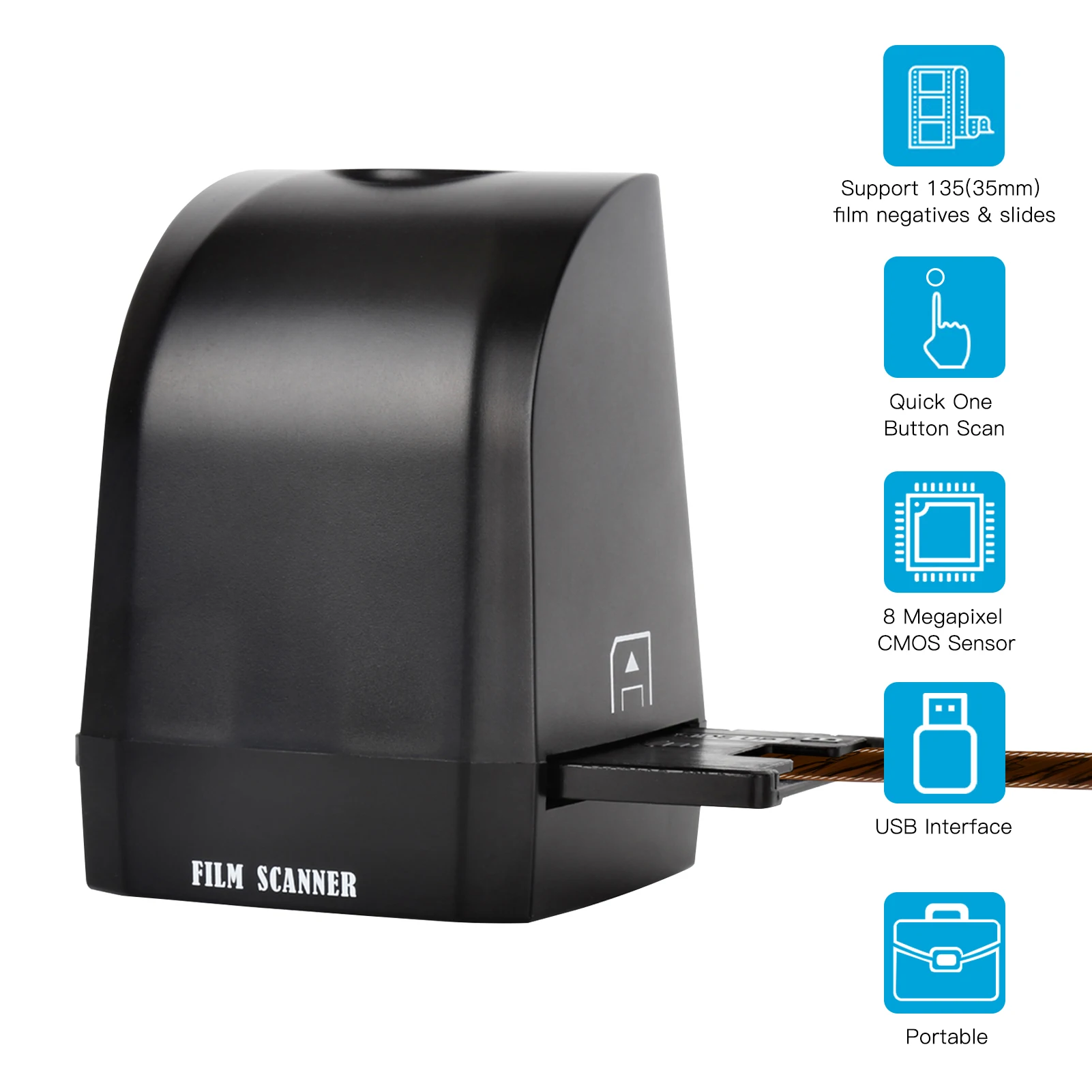 【New】135 Film Slide Scanner Converter Portable Negative Film Scanner 8 MP CMOS Convert Compatible with Windows XP/Vista/7/8/10