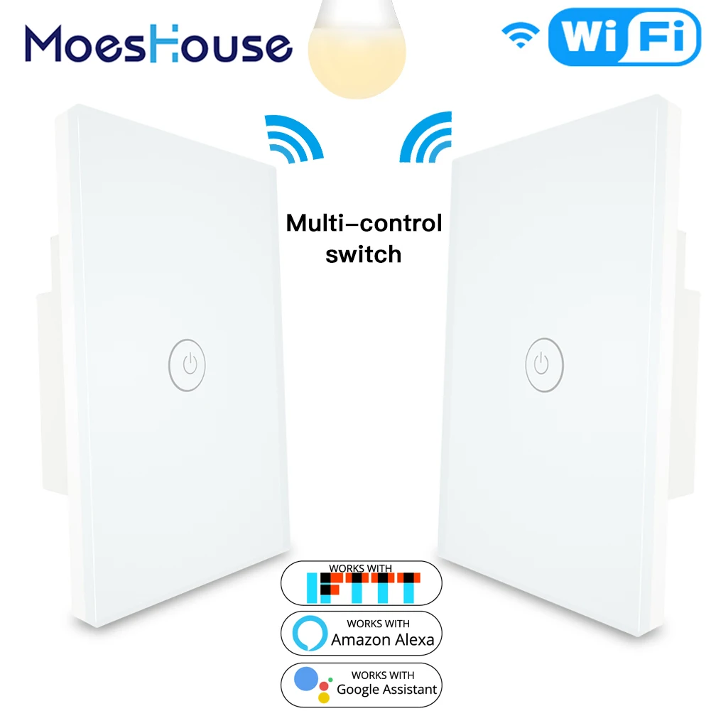 

3 Way WiFi Smart Light Switch Smart Life/Tuya APP Remote Control Work with Alexa Google Home No Hub Required 2 Way