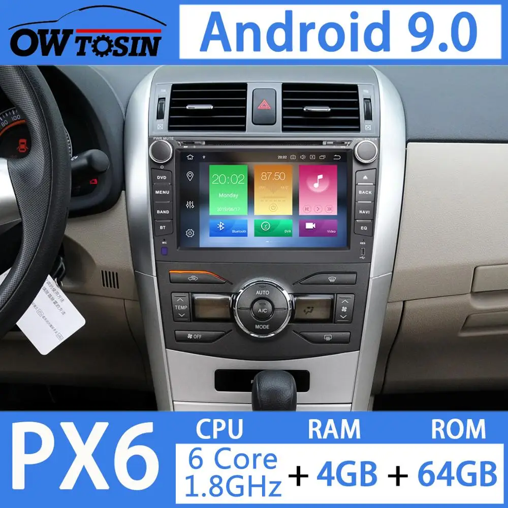 Discount 8" Android 9.0 PX6 4G+64G for Toyota Corolla 2007 2008 2009 2010 2011 Car DVD Multimedia Player Radio GPS Navigation DSP CarPlay 1