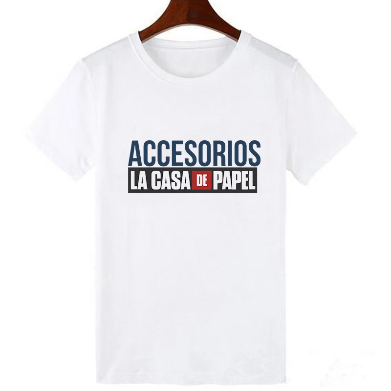 19bk093-white Для женщин короткий рукав House Of paper забавная Harajuku негабаритных футболка La Casa De Papel футболка Money Heist футболки серии ТВ уличная одежда - Цвет: 19bk093-white
