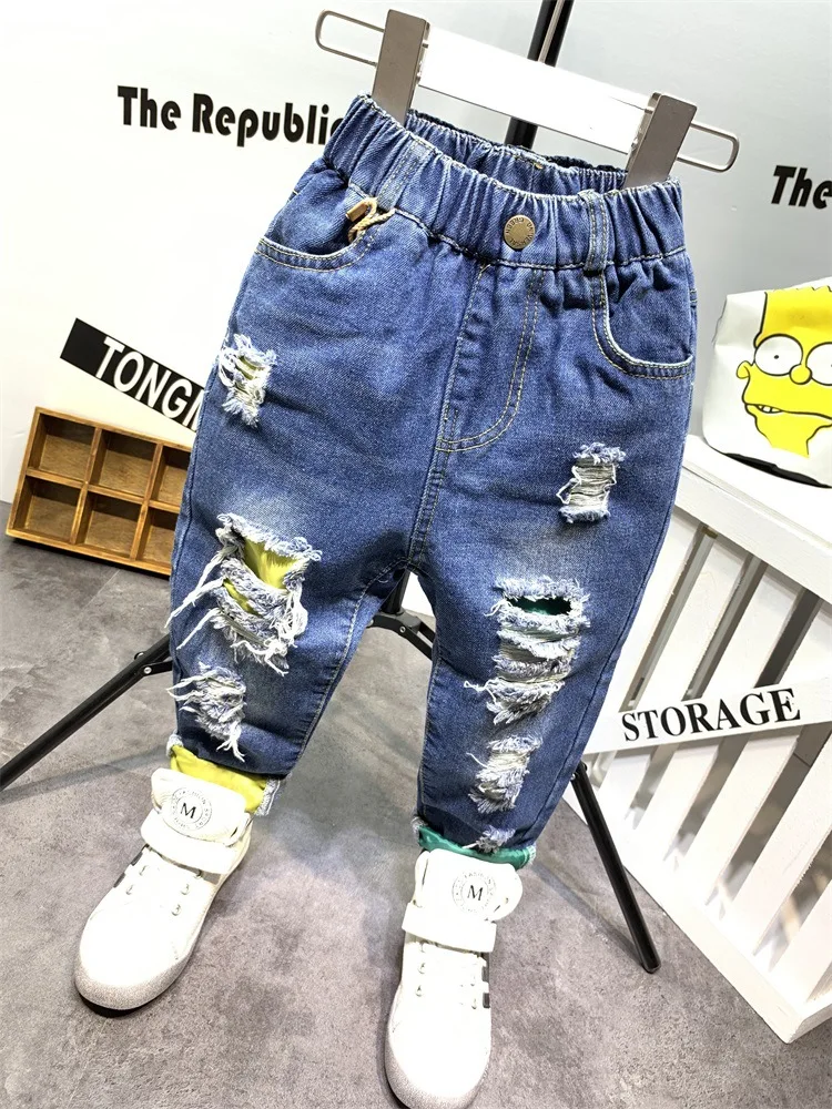 2020 anak anak Anak Laki laki Celana Jeans Fashion Pakaian Robek Denim ...