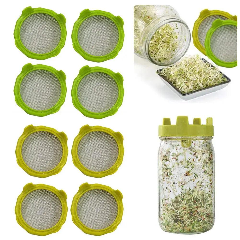 

4PCS New Sprout Lid Sprout Seeds Strainer For Bean Sprouts Mason Jar Multi-purpose Strainer For Broccoli Sprouts Lentils