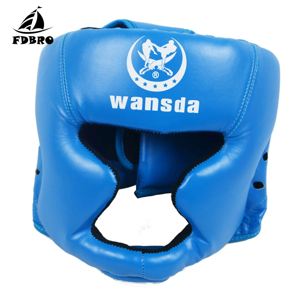 Шлем для кикбоксинга для мужчин и женщин, ПУ, каратэ, Муай Тай, Guantes De Boxeo, ММА, Санда, тренировочный, для взрослых, экипировка, для мужчин, t, тактический шлем - Цвет: Blue