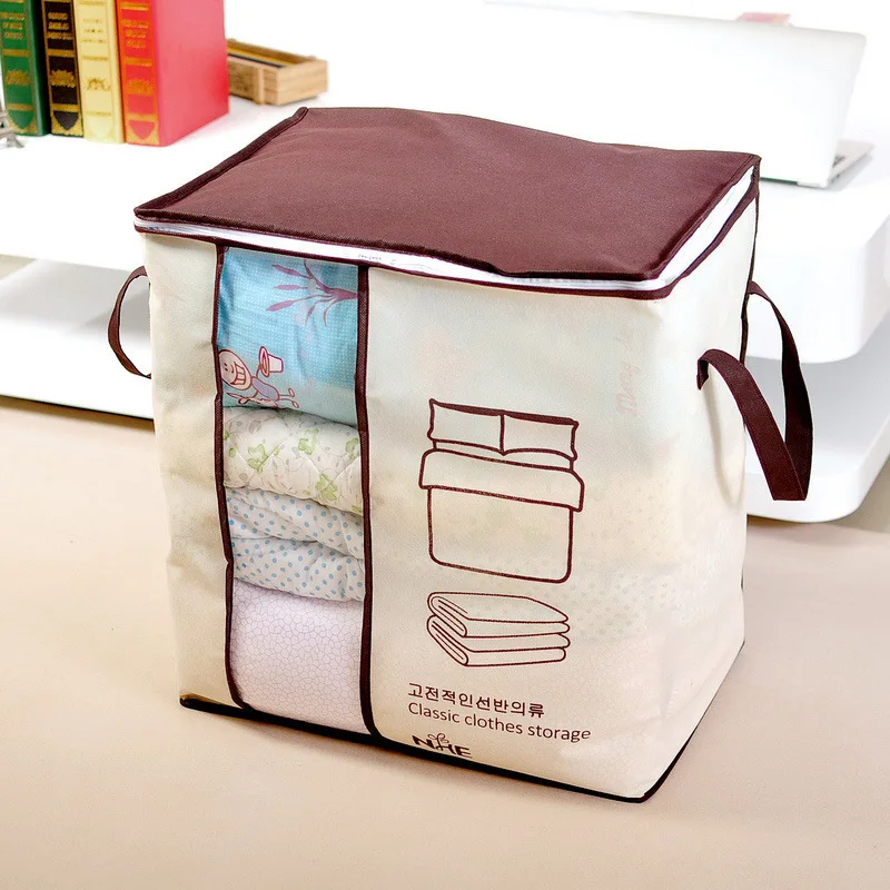 Нетканый портативный мешок для хранения одежды органайзер 45,5x29x51 см складной шкаф Органайзер для подушки одеяло постельные принадлежности