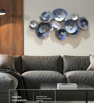 

EUROPEAN 3D WROUGHT IRON WALL HANGING GRADIENT BLUE HOME LIVINGROOM WALL MURAL DECORATION HOTEL BACKGROUND WALL STICKER CRAFTS