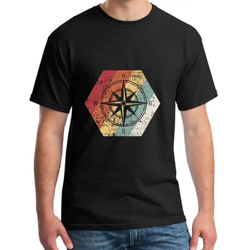 

Design Retro Outdoor Compass Vintage tshirt big size s~17xL Comfortable one piece Kawaii men t shirt tee