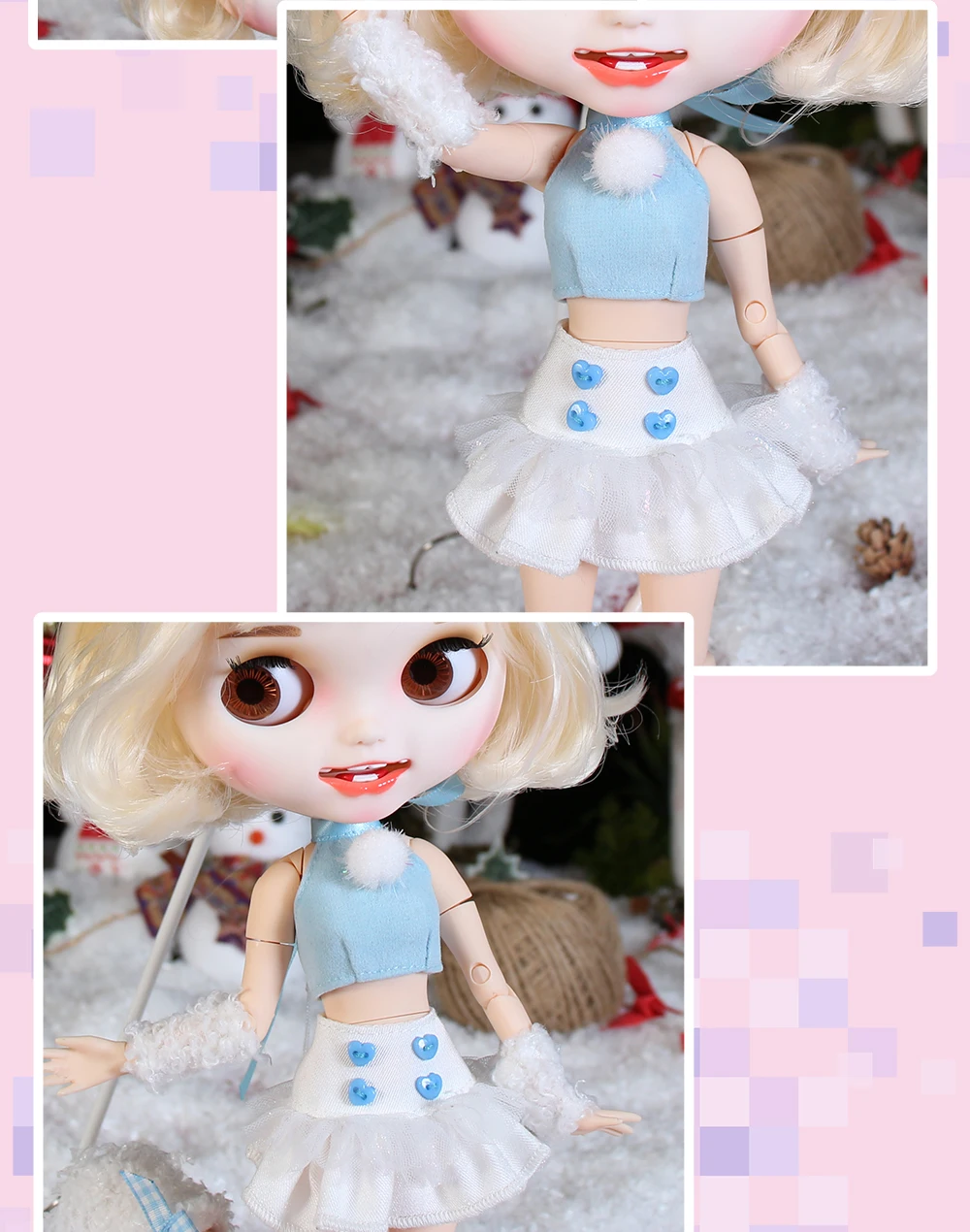 Neo Blythe Doll Top with Skirt With Bunny Headdress 3