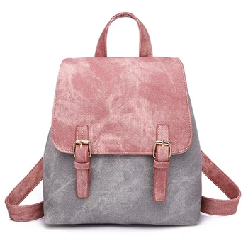 

Hit Color Shoulder Bag New Fashion Women Backpack Casual Trend Women's Simple PU Leather College Wind Backpack Mochila Mujer