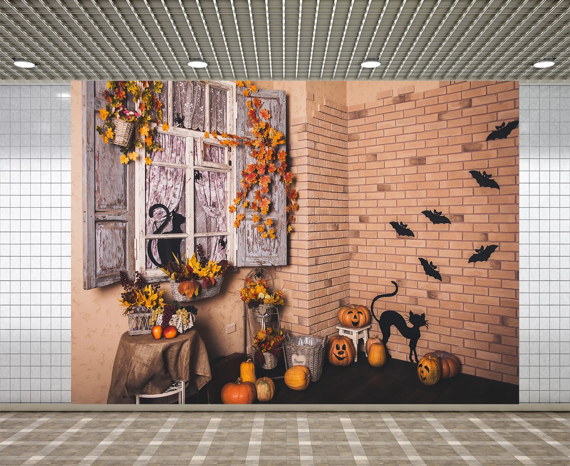 Lyavshi Halloween Brick Wall Vinyl Photography Backdrop Cat Bat Pumpkin flower courtyard Photo Background Studio Prop | Электроника