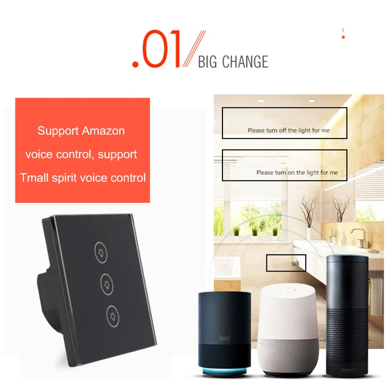 

Black Color WiFi Intelligent Switch Wall Light Remote Control Touch Control Practical UK&EU 86 Standard Type Smart Switch